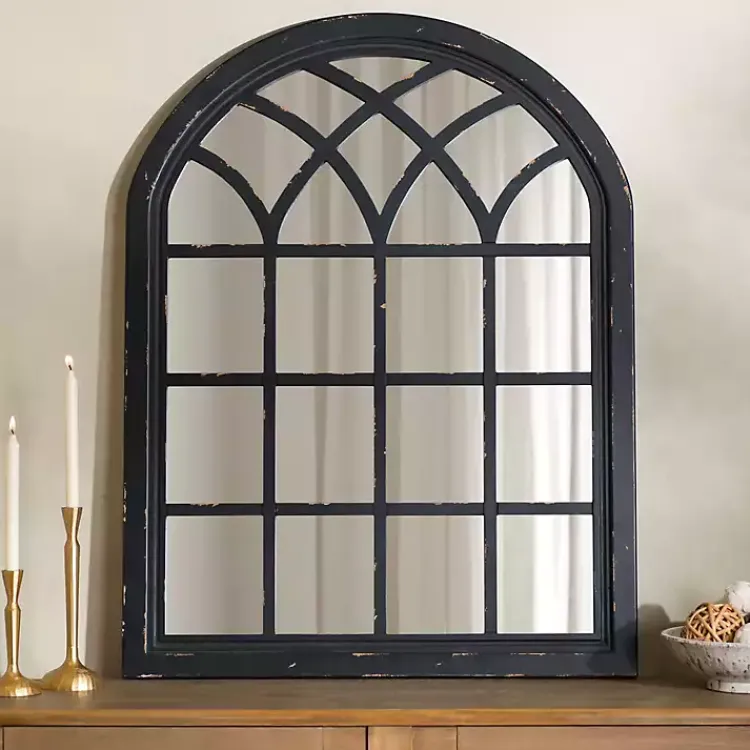 Decorative Mirrors-Kirklands Home Sadie Arch Wall Mirror Black