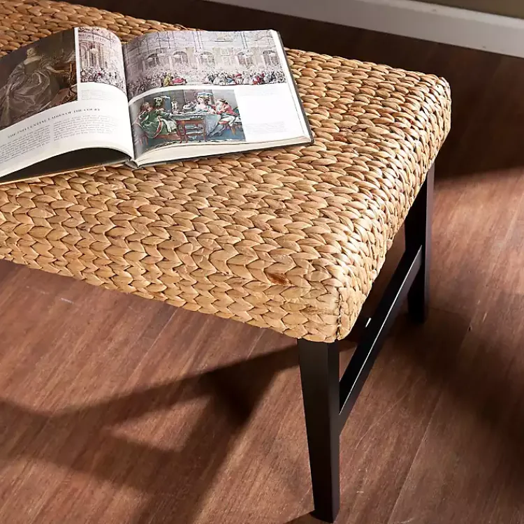 Benches & Ottomans-Kirklands Home Natural Blanchard Water Hyacinth Bench Tan