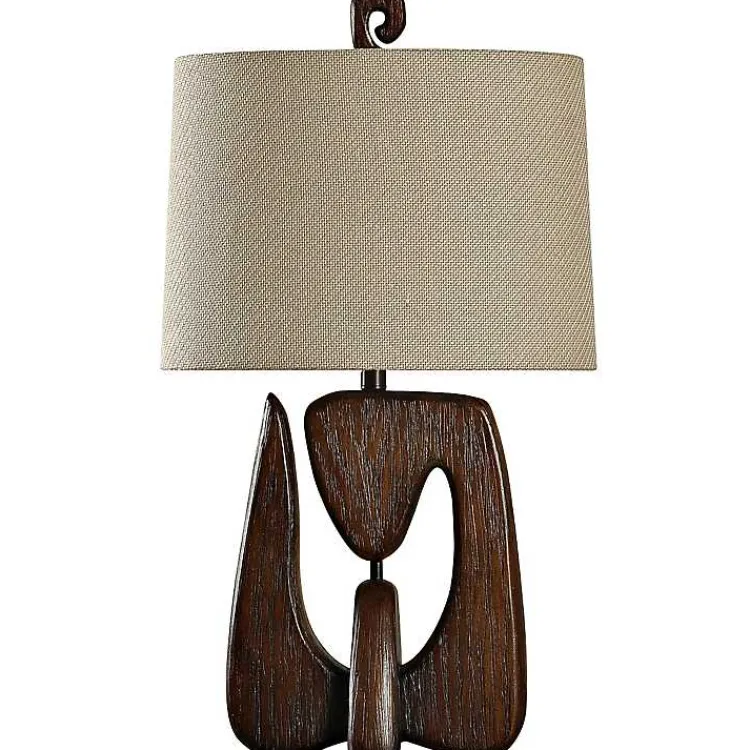 Table Lamps-Kirklands Home Chestnut Faux Wood Table Lamp Tan