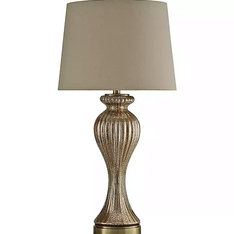 Table Lamps-Kirklands Home Glimmer Bronze Glass Table Lamp Tan