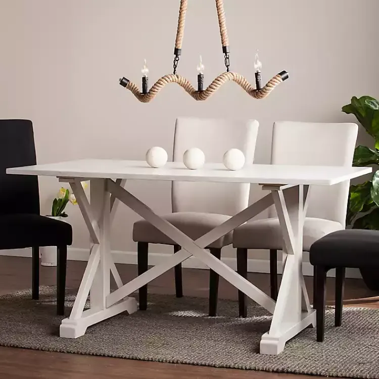 Dining Tables-Kirklands Home Annalise Distressed Farmhouse Dining Table White