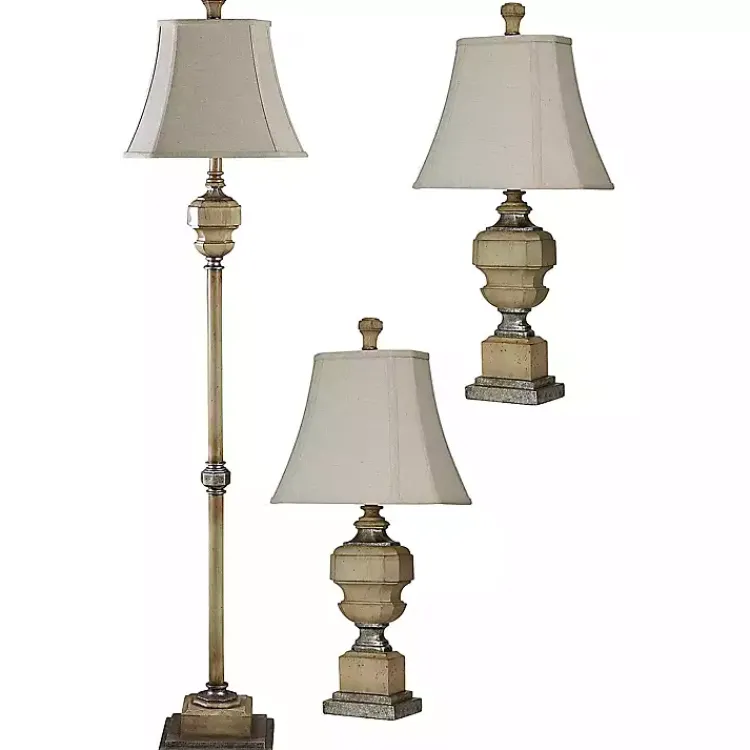 Table Lamps-Kirklands Home Antique Statue Floor and Table Lamps, Set of 3 Tan