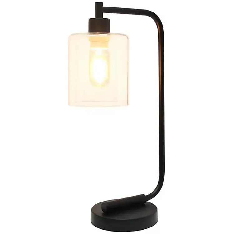 Table Lamps-Kirklands Home Industrial Black Iron Desk Lamp Clear