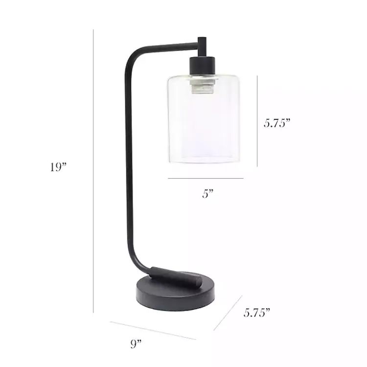 Table Lamps-Kirklands Home Industrial Black Iron Desk Lamp Clear