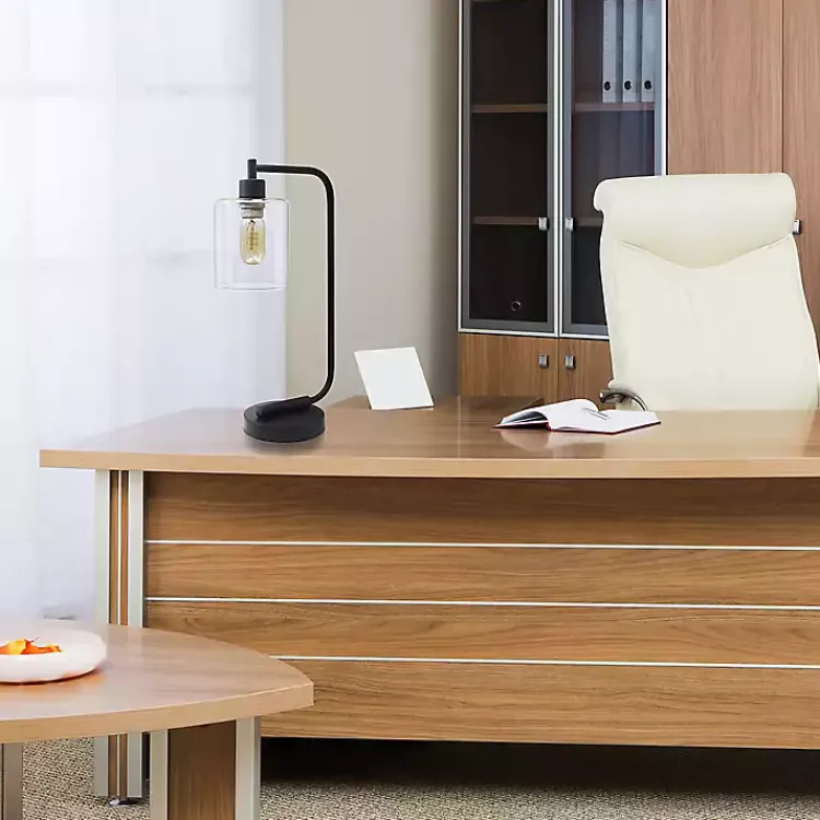 Table Lamps-Kirklands Home Industrial Black Iron Desk Lamp Clear