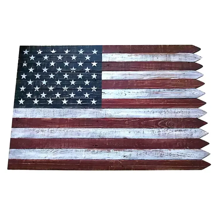 Outdoor Wall Decor-Kirklands Home American Flag Picket Edge Wall Plaque