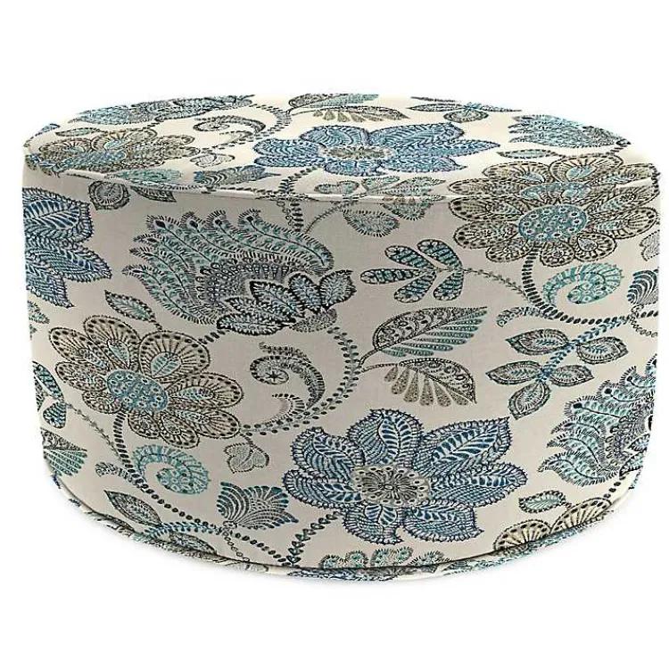 Outdoor Cushions & Pillows-Kirklands Home Denim Busan Round Outdoor Pouf