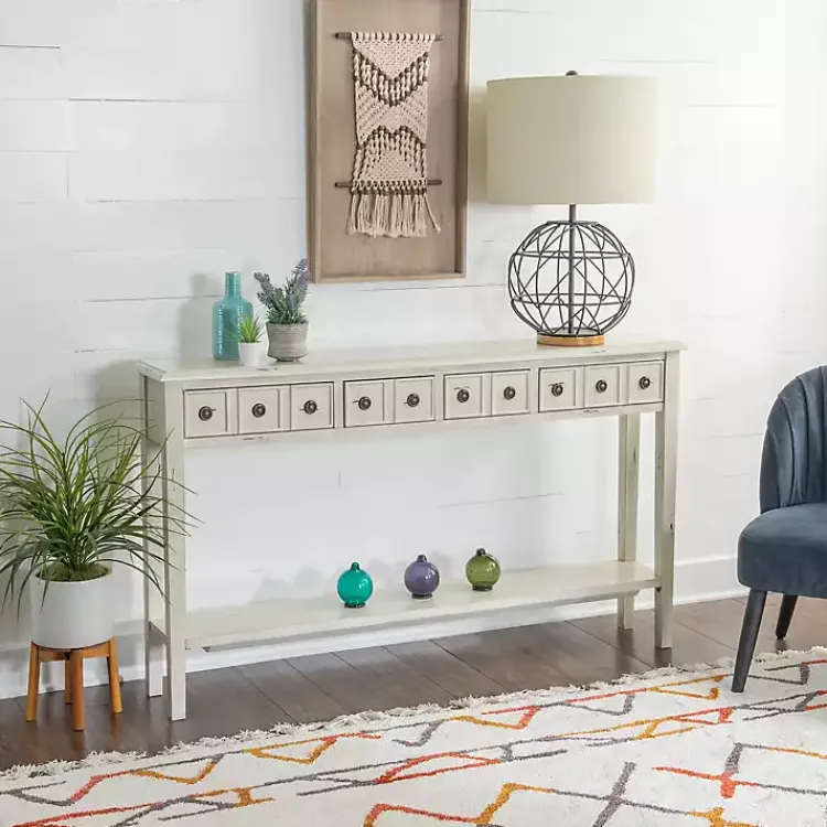 Console Tables-Kirklands Home Paloma Cream 4-Drawer Console Table Ivory