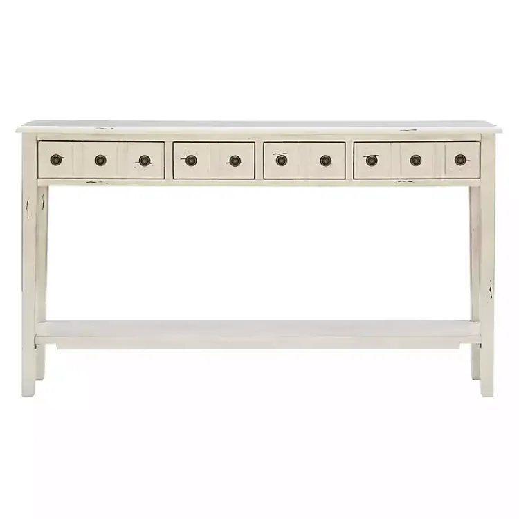 Console Tables-Kirklands Home Paloma Cream 4-Drawer Console Table Ivory