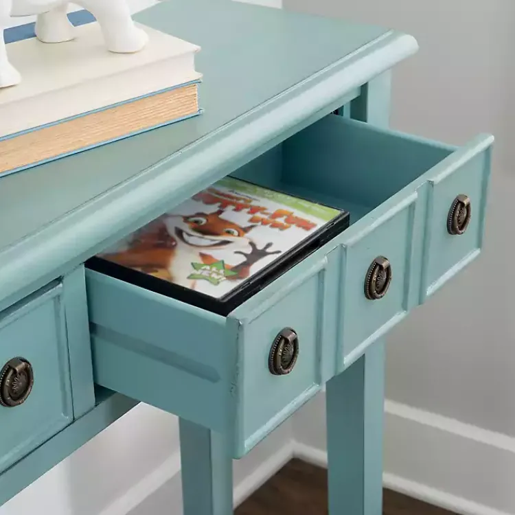 Console Tables-Kirklands Home Paloma Teal 4-Drawer Console Table Green