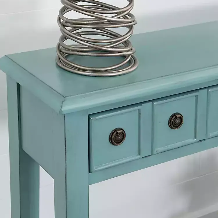 Console Tables-Kirklands Home Paloma Teal 4-Drawer Console Table Green
