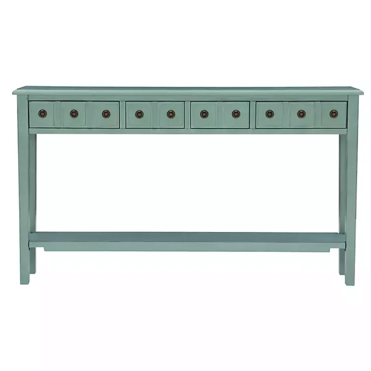 Console Tables-Kirklands Home Paloma Teal 4-Drawer Console Table Green