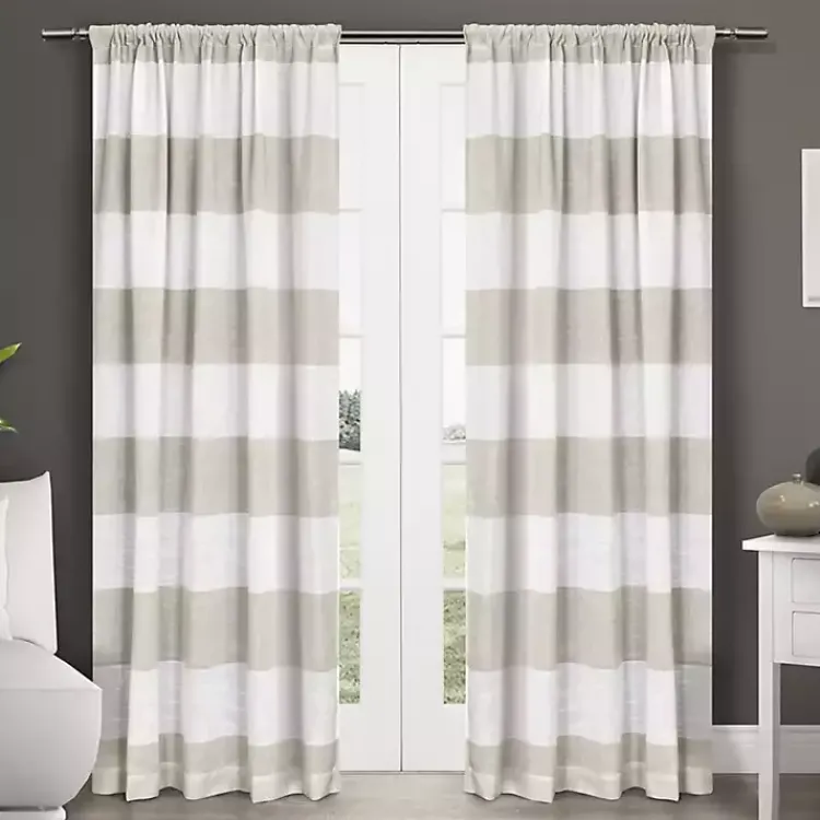 Curtains & Drapes-Kirklands Home Tan Deena Curtain Panel Set, 84 in.