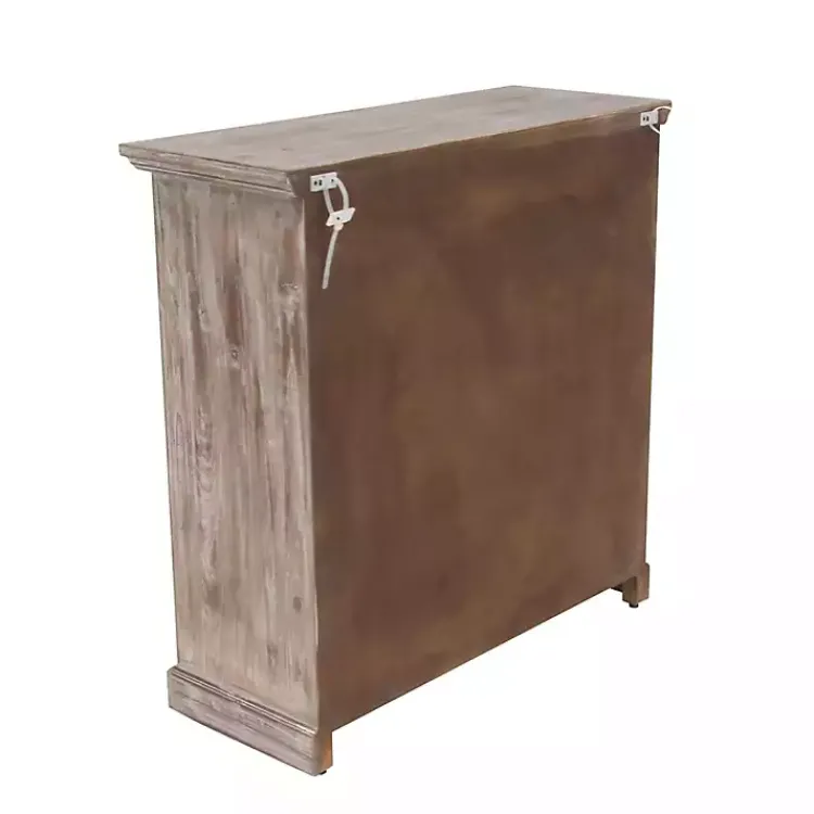 Cabinets & Sideboards-Kirklands Home Rustic Wood and Glass 2-Door Cabinet Tan