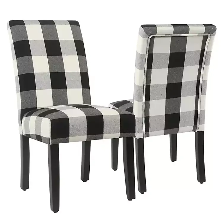 Dining Chairs-Kirklands Home Buffalo Check Dining Chairs, Set of 2 Black