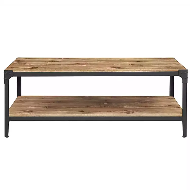 Coffee Tables-Kirklands Home Barnwood Angle Iron Coffee Table Brown