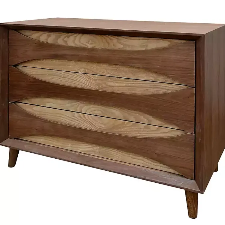 Dressers & Chests-Kirklands Home Walnut Kylie 3-Drawer Chest Brown