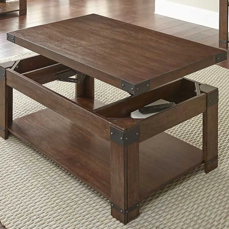 Coffee Tables-Kirklands Home Nolan Lift Top Wood and Metal Accents Coffee Table