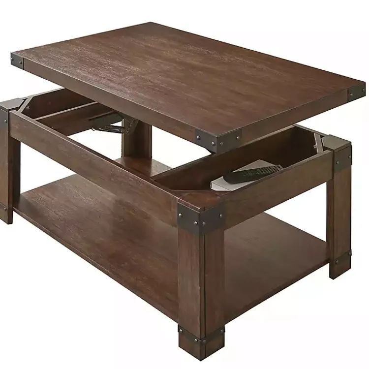 Coffee Tables-Kirklands Home Nolan Lift Top Wood and Metal Accents Coffee Table