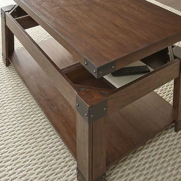 Coffee Tables-Kirklands Home Nolan Lift Top Wood and Metal Accents Coffee Table
