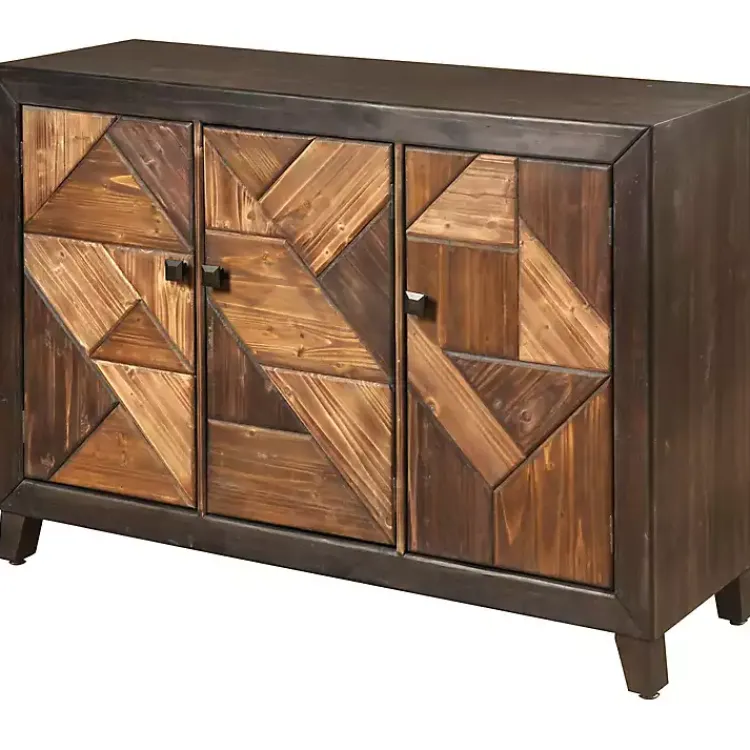 Cabinets & Sideboards-Kirklands Home Chevron 3-Door Wooden Credenza