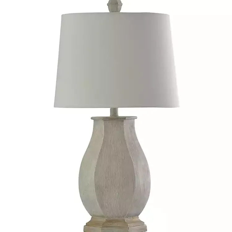 Table Lamps-Kirklands Home Ivory Wirebrushed Oval Table Lamp White