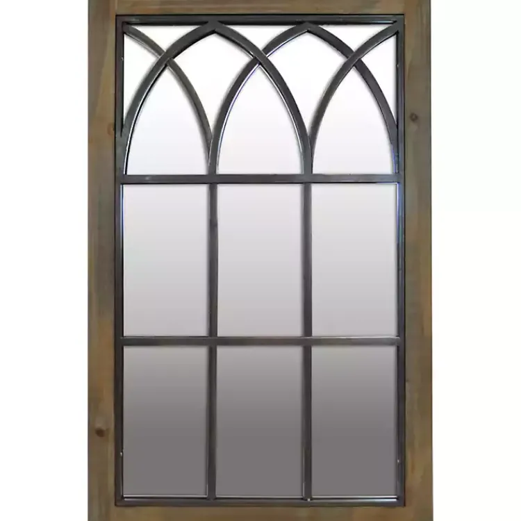 Decorative Mirrors-Kirklands Home Grandview Arched Windowpane Mirror Brown