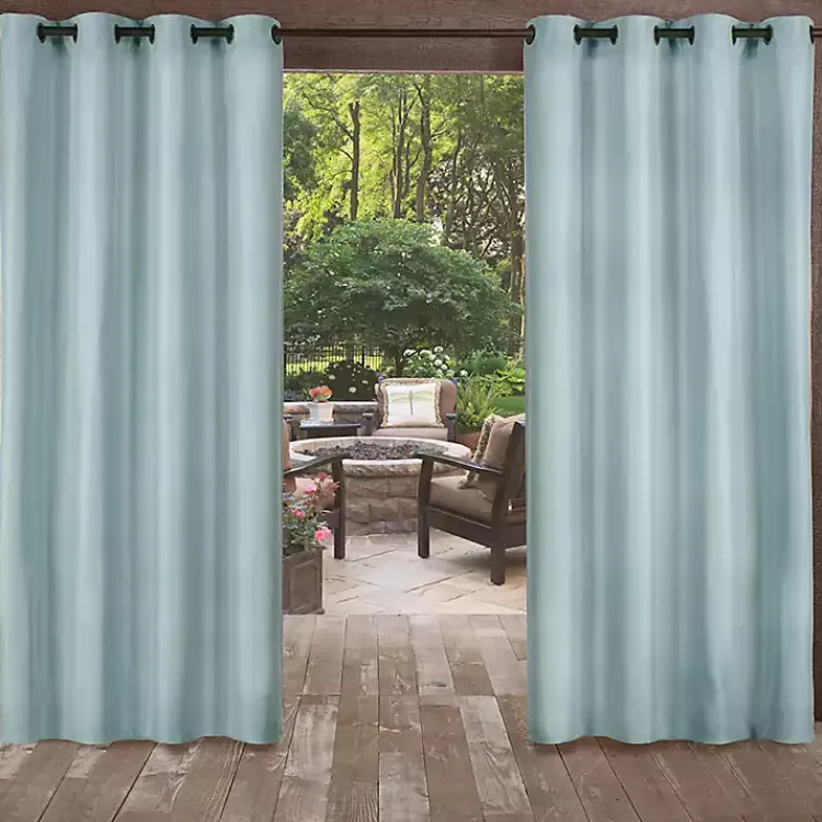 Outdoor Curtains-Kirklands Home Pool Biscayne Curtain Panel Set, 96 in. Blue