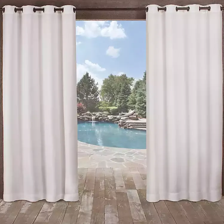 Outdoor Curtains-Kirklands Home Delano Outdoor Curtain Panel Set, 96 in. White