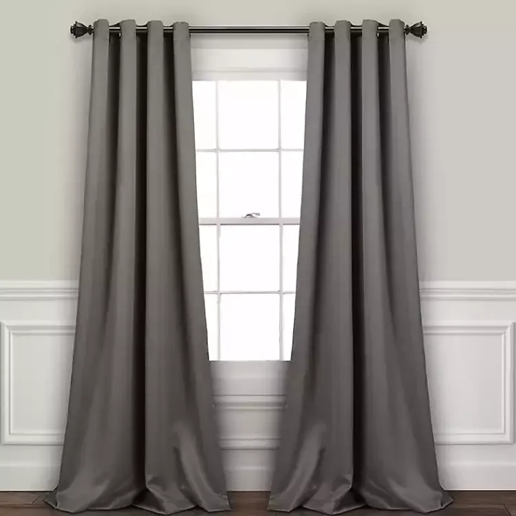 Curtains & Drapes-Kirklands Home Dark Blackout Curtain Panel Set, 95 in. Gray