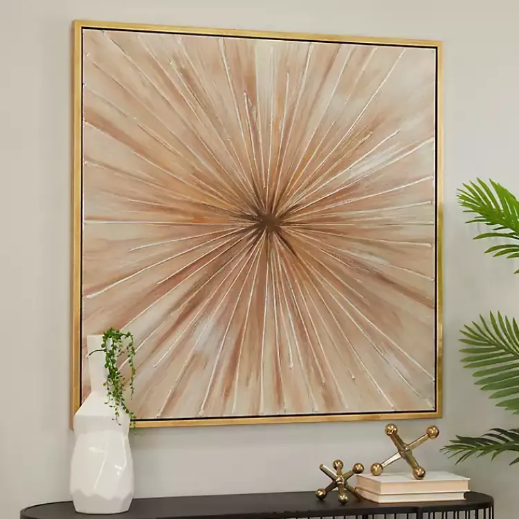 Canvas Art-Kirklands Home Gold Contemporary Burst Framed Canvas Art Print