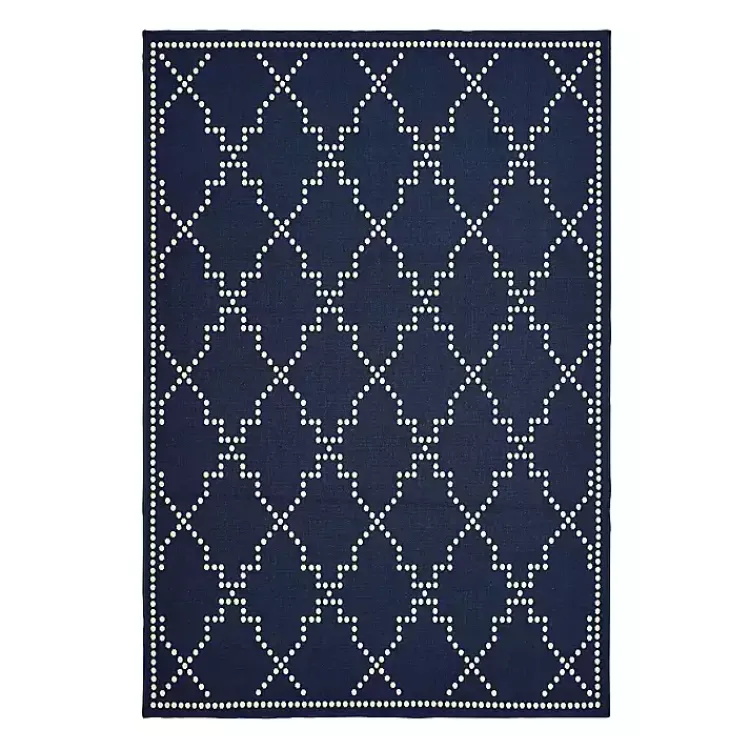 Outdoor Rugs-Kirklands Home Navy Caden Outdoor Area Rug, 5x7