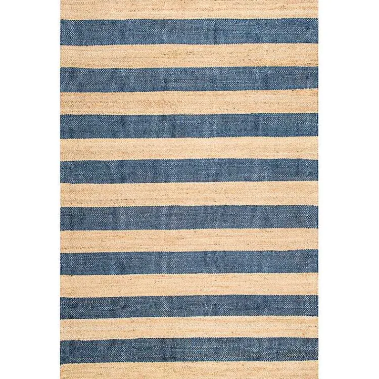 Area Rugs-Kirklands Home Blue and Natural Stripe Area Rug, 5x8