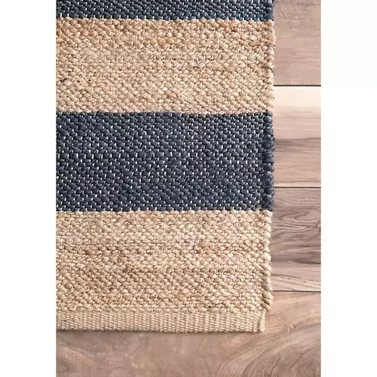 Area Rugs-Kirklands Home Blue and Natural Stripe Area Rug, 5x8