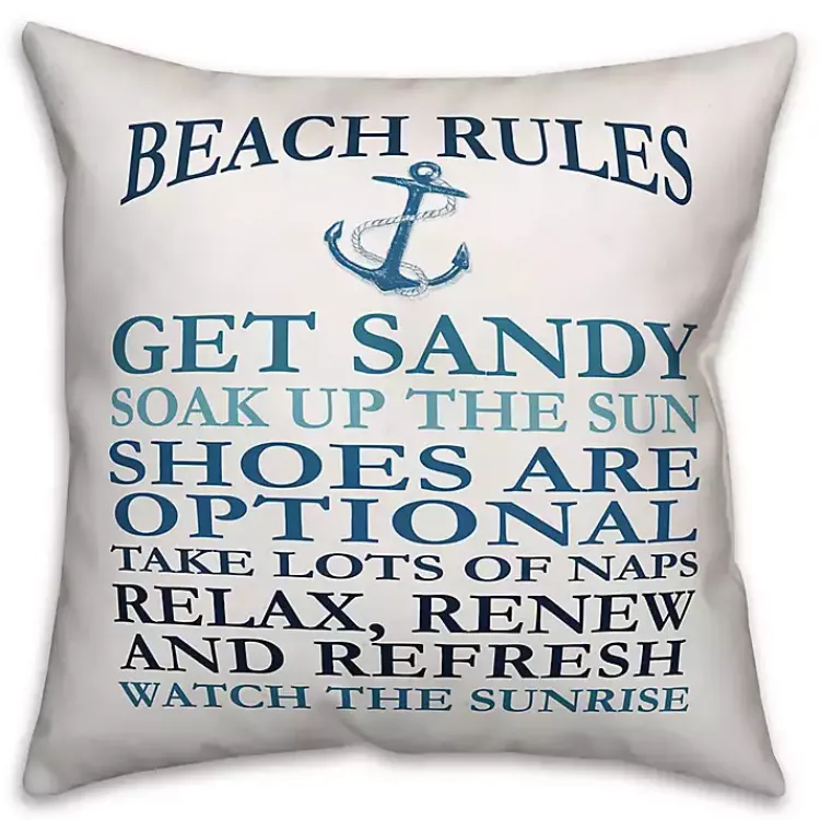 Outdoor Cushions & Pillows-Kirklands Home Nautical Beach Rules Outdoor Pillow