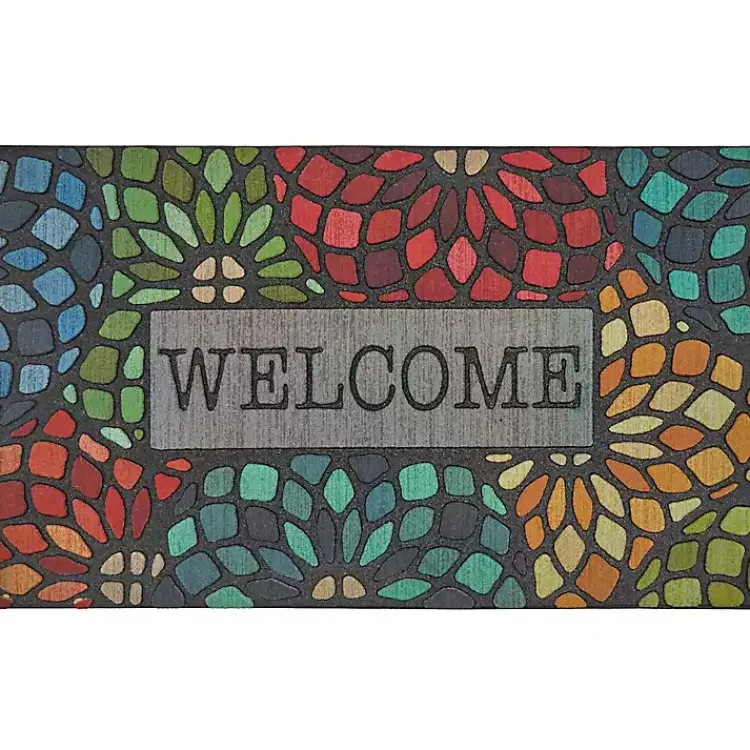 Doormats-Kirklands Home Stained Glass Florets Doormat Multi