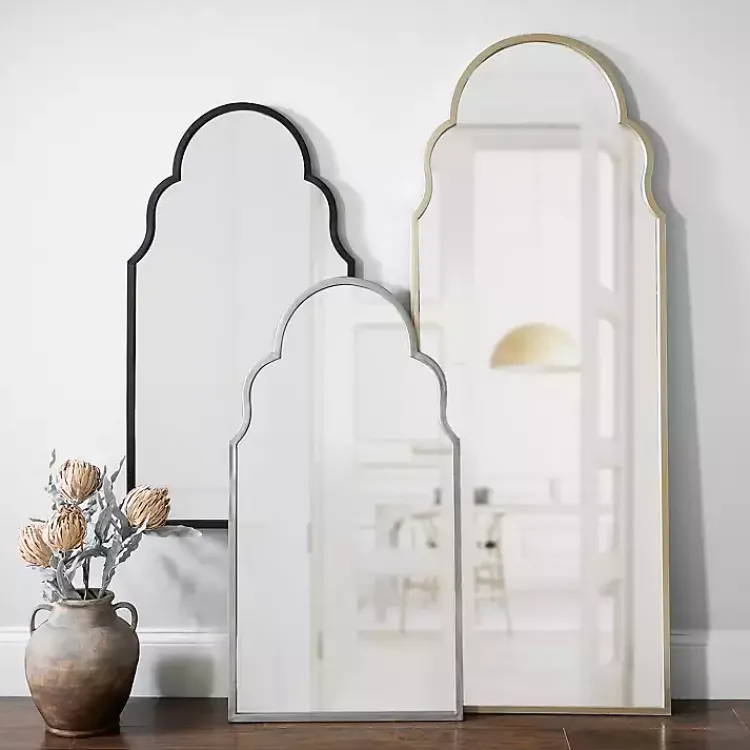 Decorative Mirrors-Kirklands Home Maria Metal Arch Wall Mirror Black