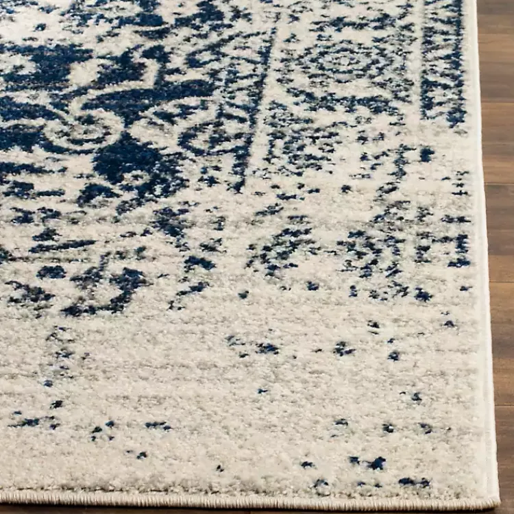 Area Rugs-Kirklands Home Navy and Cream Madison Distressed Area Rug, 5x7