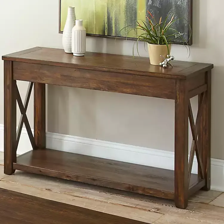 Console Tables-Kirklands Home Leyton X-Bar Side Panel Console Table