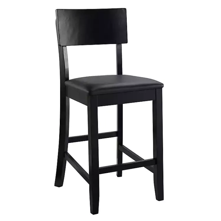 Bar Stools & Counter Height Stools-Kirklands Home Tyler Vinyl Seat Counter Stool Black