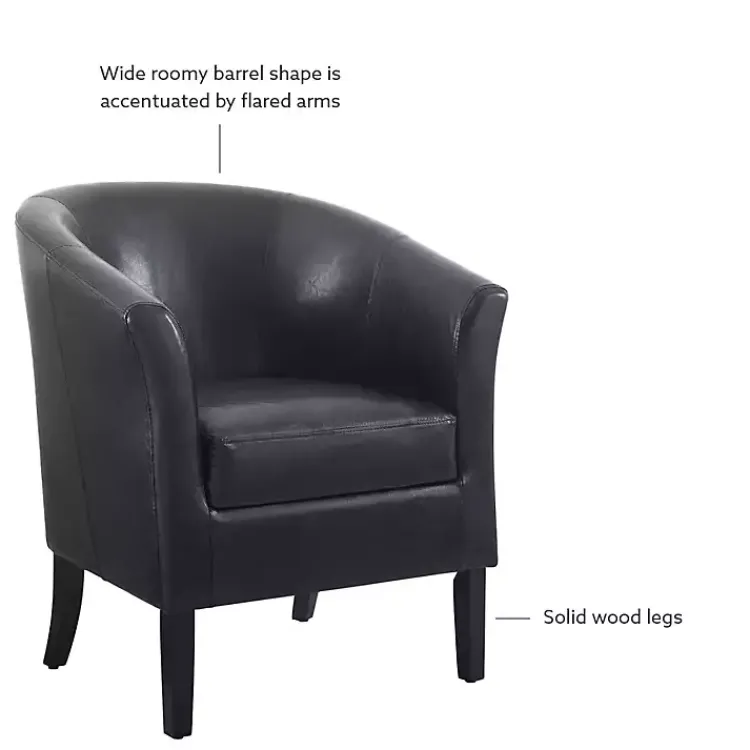 Accent Chairs-Kirklands Home Jack Barrel Back Club Chair Black