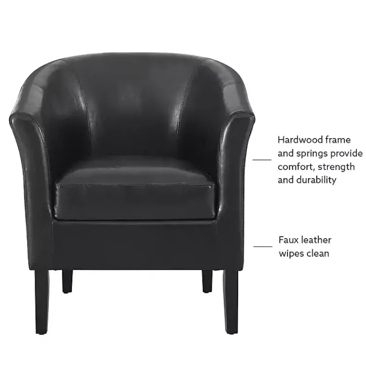 Accent Chairs-Kirklands Home Jack Barrel Back Club Chair Black