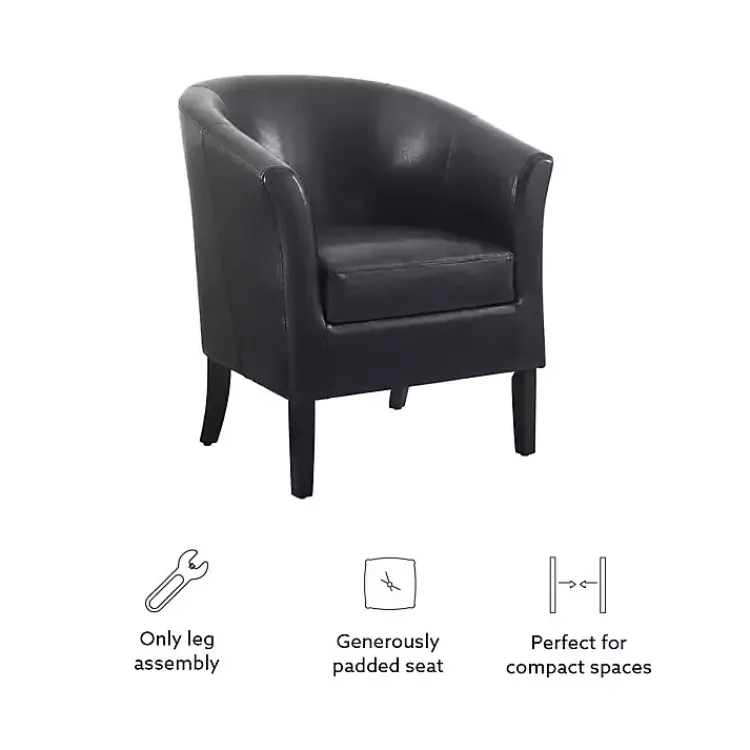 Accent Chairs-Kirklands Home Jack Barrel Back Club Chair Black