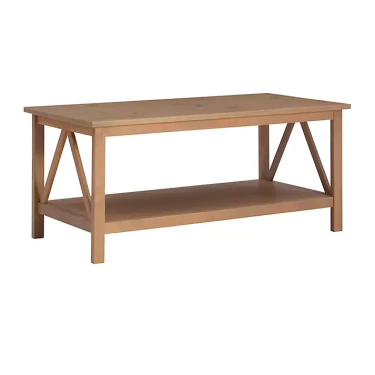 Coffee Tables-Kirklands Home Charleston Rustic Gray Coffee Table with Shelf