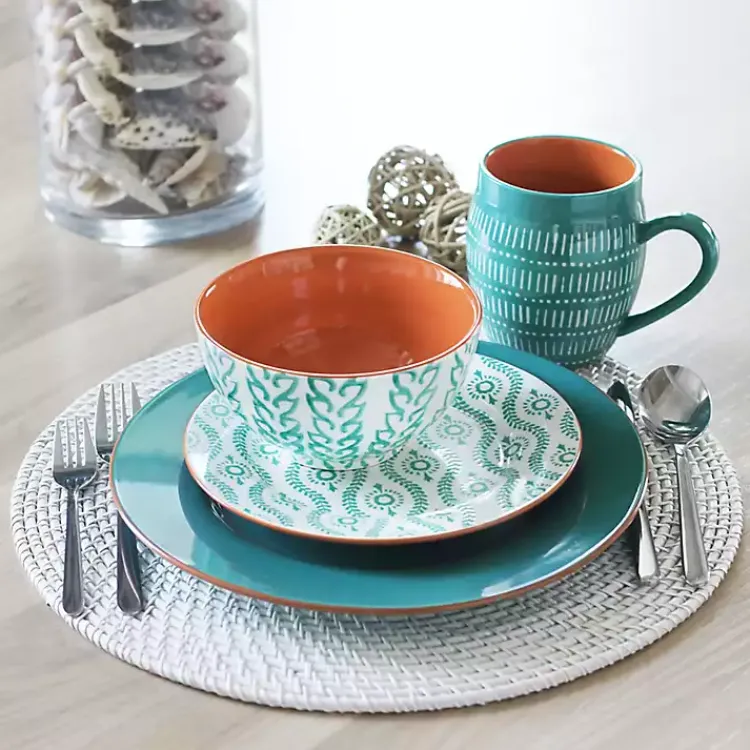 Dinnerware-Kirklands Home Turquoise Tangiers 16-pc. Dinnerware Set Blue