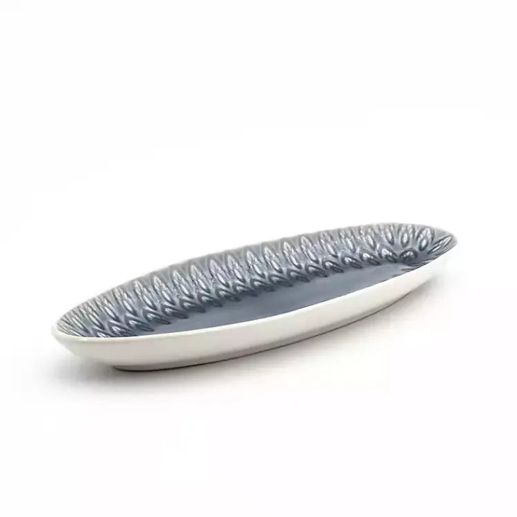 Serving & Entertaining-Kirklands Home Crackle Glaze Peacock Appetizer Platter Gray
