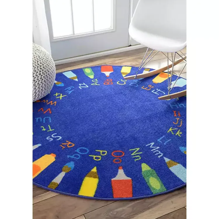 Area Rugs-Kirklands Home Rainbow Alphabet Round Rug, 8 ft. Multi