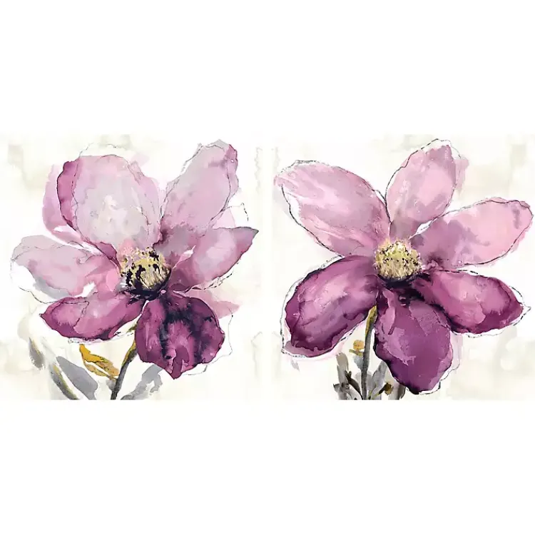 Canvas Art-Kirklands Home Floral Wash Giclee Canvas Art Print, Set of 2 Purple