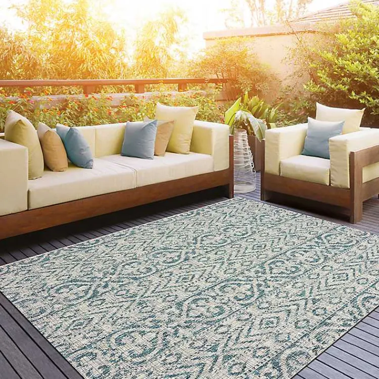 Outdoor Rugs-Kirklands Home Azure Terrace Sun Shower Outdoor Area Rug, 7x9