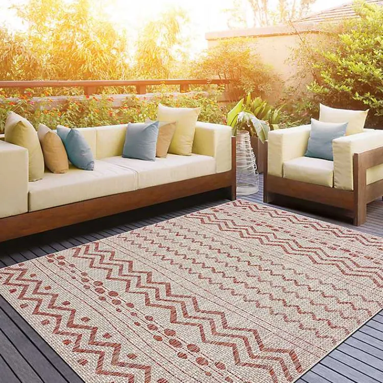 Outdoor Rugs-Kirklands Home Geometric Stripe Sun Shower Outdoor Area Rug, 7x9